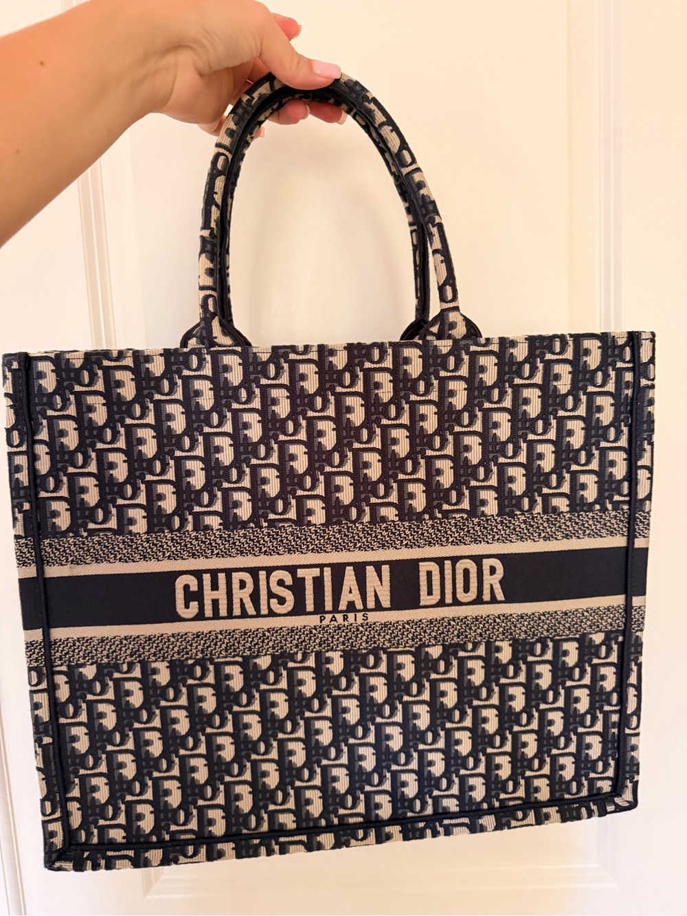 Dior Navy and Beige Christian Dior Book Tote